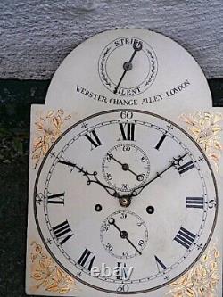 12x17 WEBSTER CHANGE ALLEY LONDON 8day LONGCASE GRANDFATHER CLOCK DIAL+move