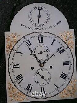 12x17 WEBSTER CHANGE ALLEY LONDON 8day LONGCASE GRANDFATHER CLOCK DIAL+move