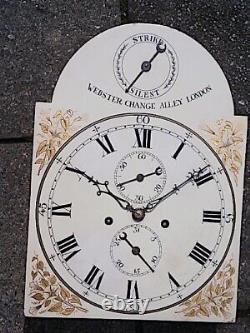 12x17 WEBSTER CHANGE ALLEY LONDON 8day LONGCASE GRANDFATHER CLOCK DIAL+move