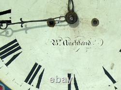 18thC BUXTON of BISHOP AUCKLAND Enamel Long Case Clock Dial & Movement a/f