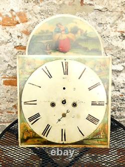 18thC Hand Painted SMITH LEEDS Maid Enamel Long Case Clock Dial & Movement a/f