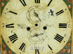 18thC PRIOR SKIPTON Enamel Long Case Clock Dial Hand Painted Hunt Scene a/f
