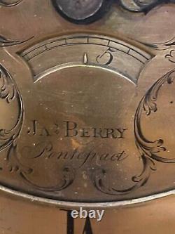 18th C Jas Berry Pontefract Brass Grandfather Clock Movment 12 dial