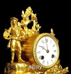 19Th Century, Rare JAPY 1878 FRENCH Clock Allegory of Medieval Hunting