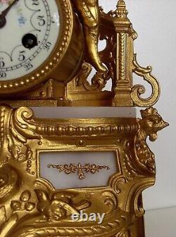 19 Th, French rare Animal clock 2 roosters, 3 birds with their nest and 3 eggs