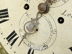 19thC FLETCHER LEEDS Enamel Long Case Clock Dial & 3 TRAIN Movement a/f