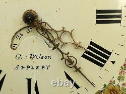 19thC GEORGE WILSON APPLEBY Painted Enamel Long Case Clock Dial & Movement a/f