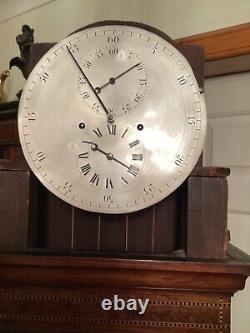 19th C Inlaid Mahogany Regulator Longcase Grandfather Clock