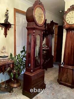 19th C Scottish Ahigany Drumhead longcase grandfather clock