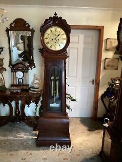 19th C Scottish Ahigany Drumhead longcase grandfather clock