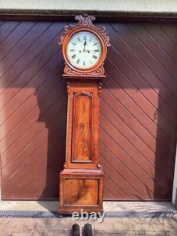19th C Scottish Flamed Mahogany Longcase Grandfather Clock