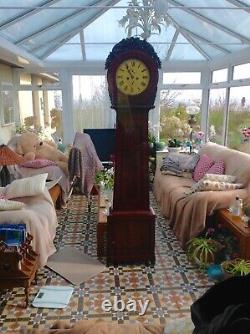 19th C Scottish Mahogany Drumhead longcase grandfather clock