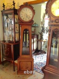 19th C Scottish Walnut Drumhead longcase grandfather clock