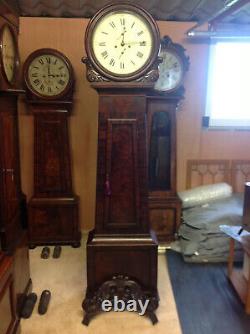 19th C mahogany Scottish drumhead longcase grandfather clock