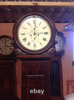 19th C mahogany Scottish drumhead longcase grandfather clock
