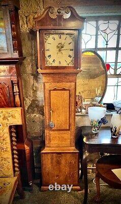 19th century 30 Hour grandfather Clock in Oak & Mahogany