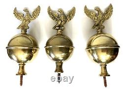 3 Three Brass Vintage Eagle Finials for Grandfather Longcase clock