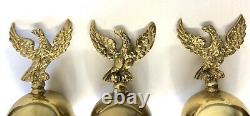 3 Three Brass Vintage Eagle Finials for Grandfather Longcase clock