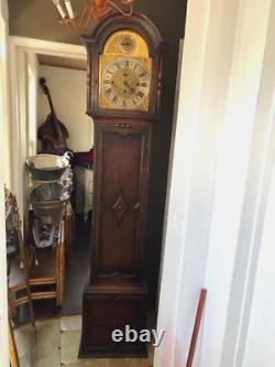 7ft Brass Face 1920s 5 Tube Oak English Grandfather Clock