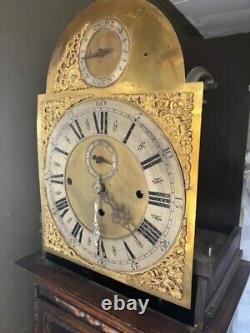 7ft Brass Face 1920s 5 Tube Oak English Grandfather Clock