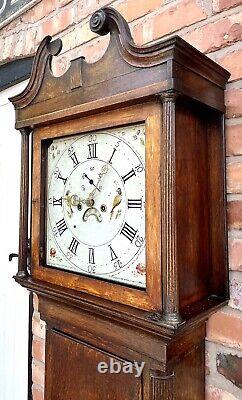 8 Day Antique Oak & Mahogany Longcase Clock / Grandfather Clock