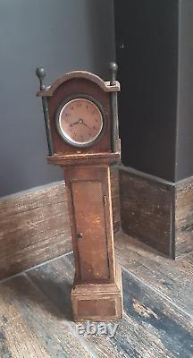 AAntique Miniature Long Case Grandfather Clock Possibly A Apprentice Piece