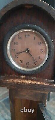 AAntique Miniature Long Case Grandfather Clock Possibly A Apprentice Piece