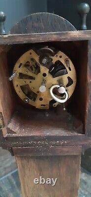 AAntique Miniature Long Case Grandfather Clock Possibly A Apprentice Piece