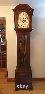 A Musical 9 Tubular Bell Longcase Clock By Tiffany 3 Chimes Glass Trunk Superb