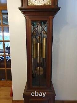 A Musical 9 Tubular Bell Longcase Clock By Tiffany 3 Chimes Glass Trunk Superb