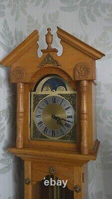 American White Oak Loncase clock with Moonphase dial