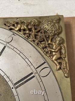 Antique 1700s Brass Tallcase Grandfather Clock Dial Parts Beckett Stockton