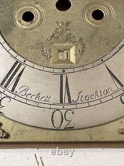 Antique 1700s Brass Tallcase Grandfather Clock Dial Parts Beckett Stockton