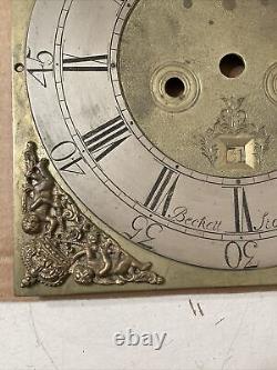 Antique 1700s Brass Tallcase Grandfather Clock Dial Parts Beckett Stockton