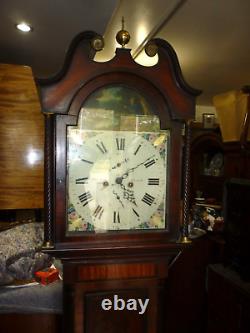 Antique 8 Day Longcase With Fishing Scene To Dial In Good Working Order