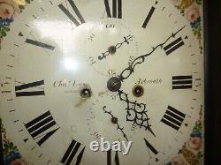 Antique 8 Day Longcase With Fishing Scene To Dial In Good Working Order
