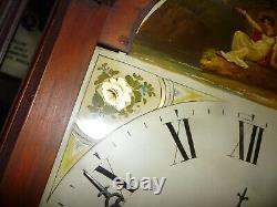 Antique 8 Day Longcase With Flame Mahogany Case In Good Working Order