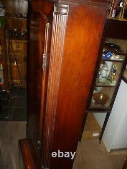 Antique 8 Day Longcase With Flame Mahogany Case In Good Working Order