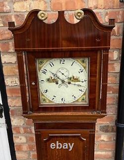 Antique 8 Day Oak & Mahogany Longcase Grandfather Clock