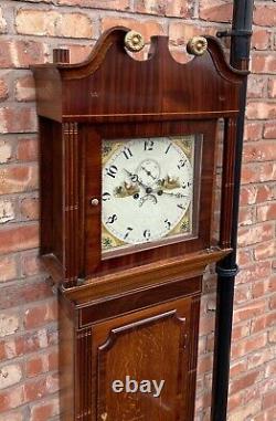 Antique 8 Day Oak & Mahogany Longcase Grandfather Clock