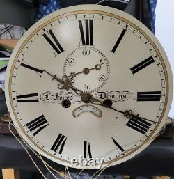 Antique Atlas Grandfather Clock Movement L Jones of Dowlais r 13 Dial c1740