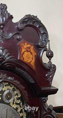 Antique Carved and Inlaid CHIPPENDALE REVIVAL Three Train Musical Longcase Clock