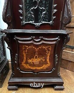 Antique Carved and Inlaid CHIPPENDALE REVIVAL Three Train Musical Longcase Clock