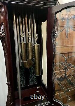 Antique Carved and Inlaid CHIPPENDALE REVIVAL Three Train Musical Longcase Clock