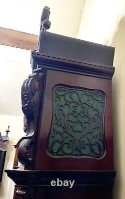 Antique Carved and Inlaid CHIPPENDALE REVIVAL Three Train Musical Longcase Clock