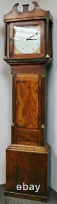 Antique English 19thC 30 Hour Bell Striking Mahogany Grandfather Longcase Clock