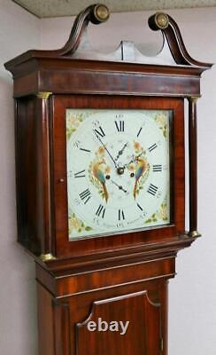 Antique English 19thC 8 Day Hodgson Of Preston Walnut Grandfather Longcase Clock