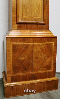 Antique English 8 Day Striking Slimline Inlaid Walnut Grandfather Longcase Clock