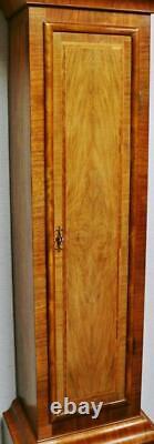 Antique English 8 Day Striking Slimline Inlaid Walnut Grandfather Longcase Clock