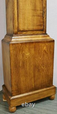 Antique English F. Webb 30 hour Slimline Golden Oak Grandfather Longcase Clock